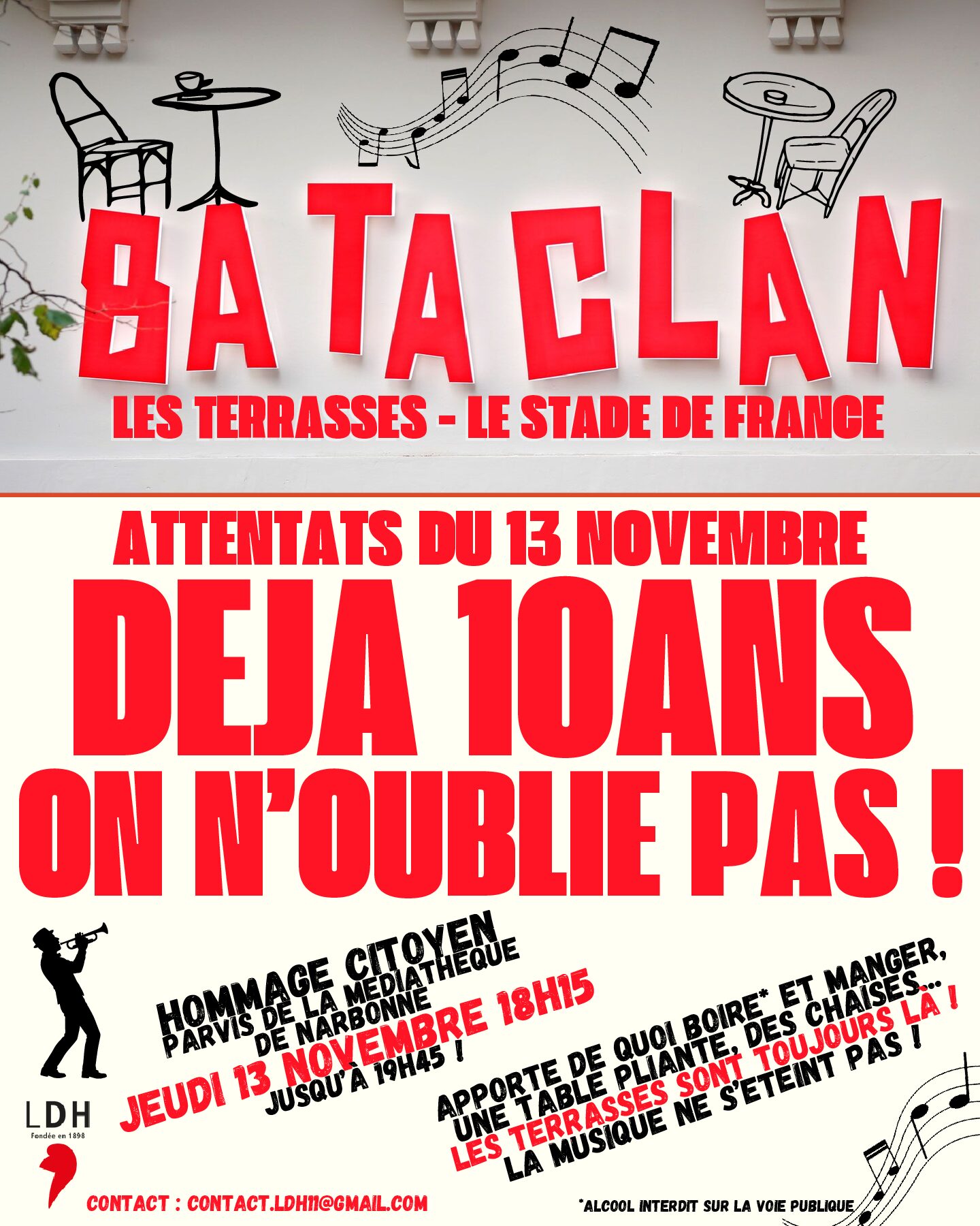 Hommage citoyen aux victimes des attentas du Bataclan, des terrasses et du stade de France – LIGUE DES DROITS DE L’HOMME