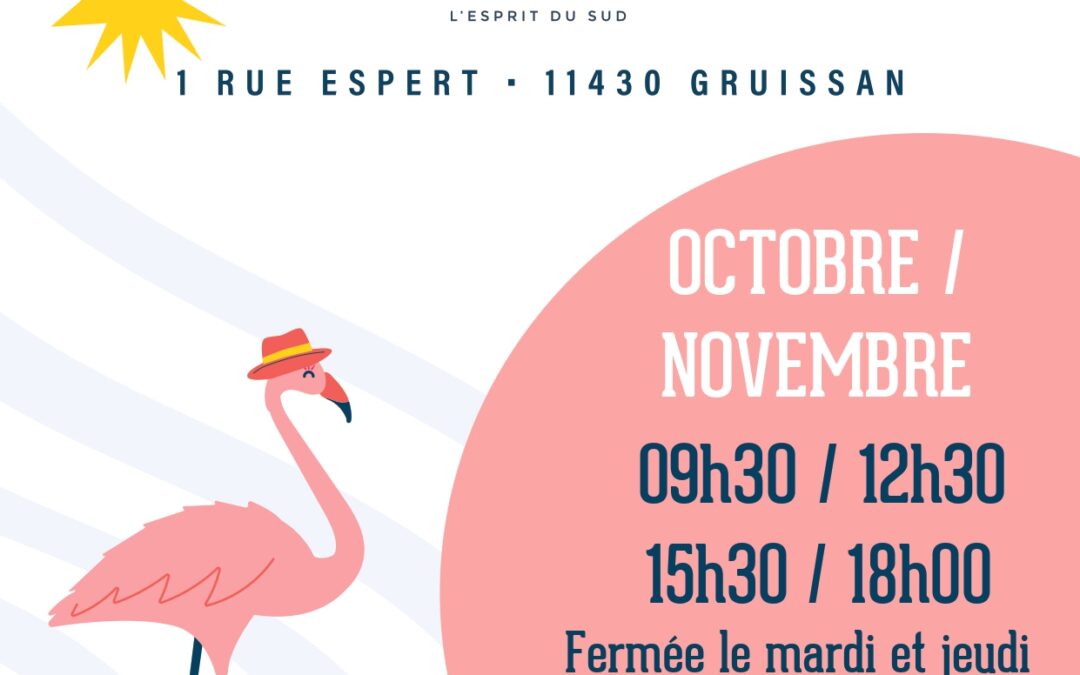 Horaires ouverture boutique Gruissanot
