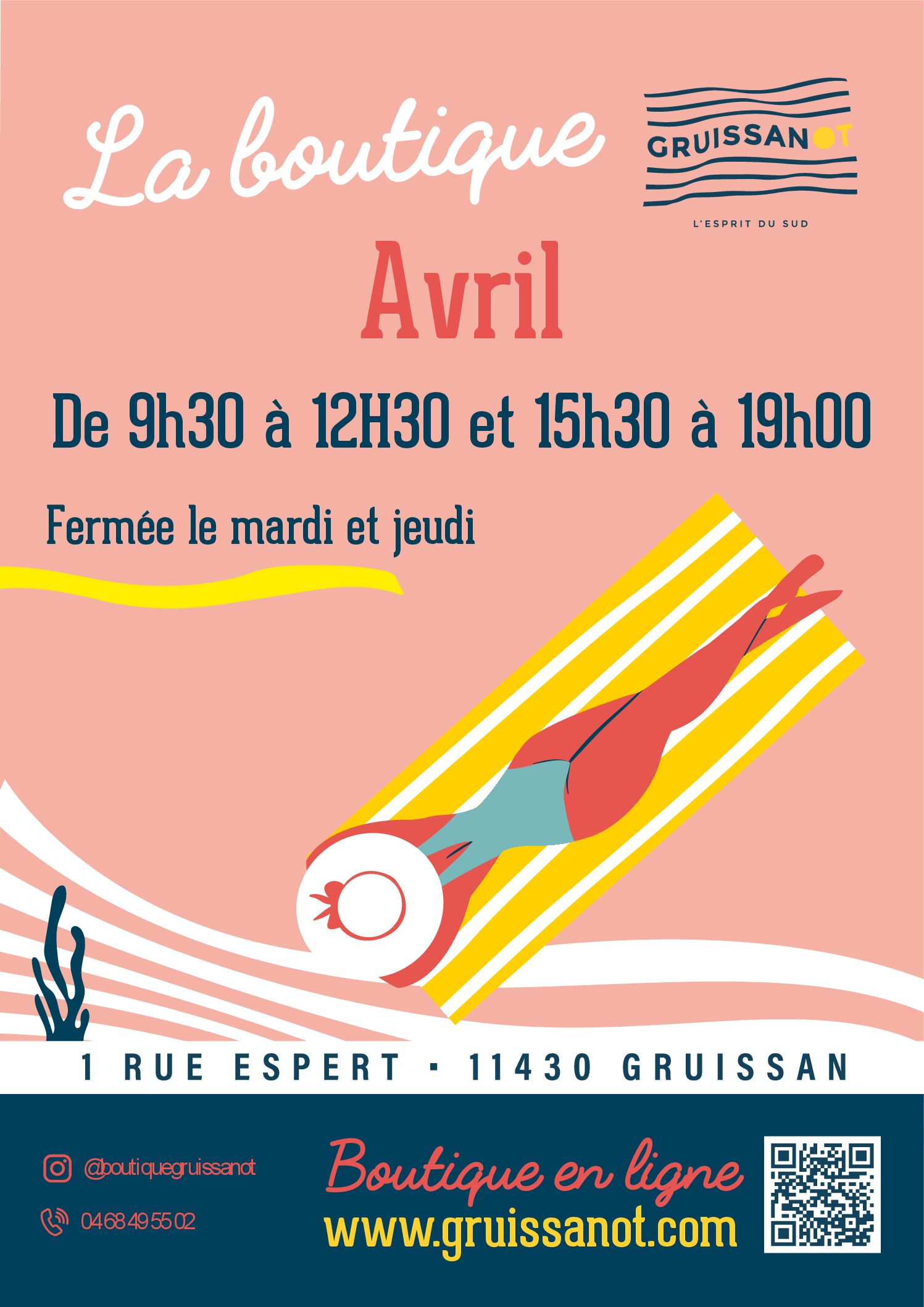 Ouverture boutique Gruissanot Avril