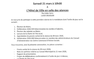 Séance d&rsquo;installation du Conseil Municipal