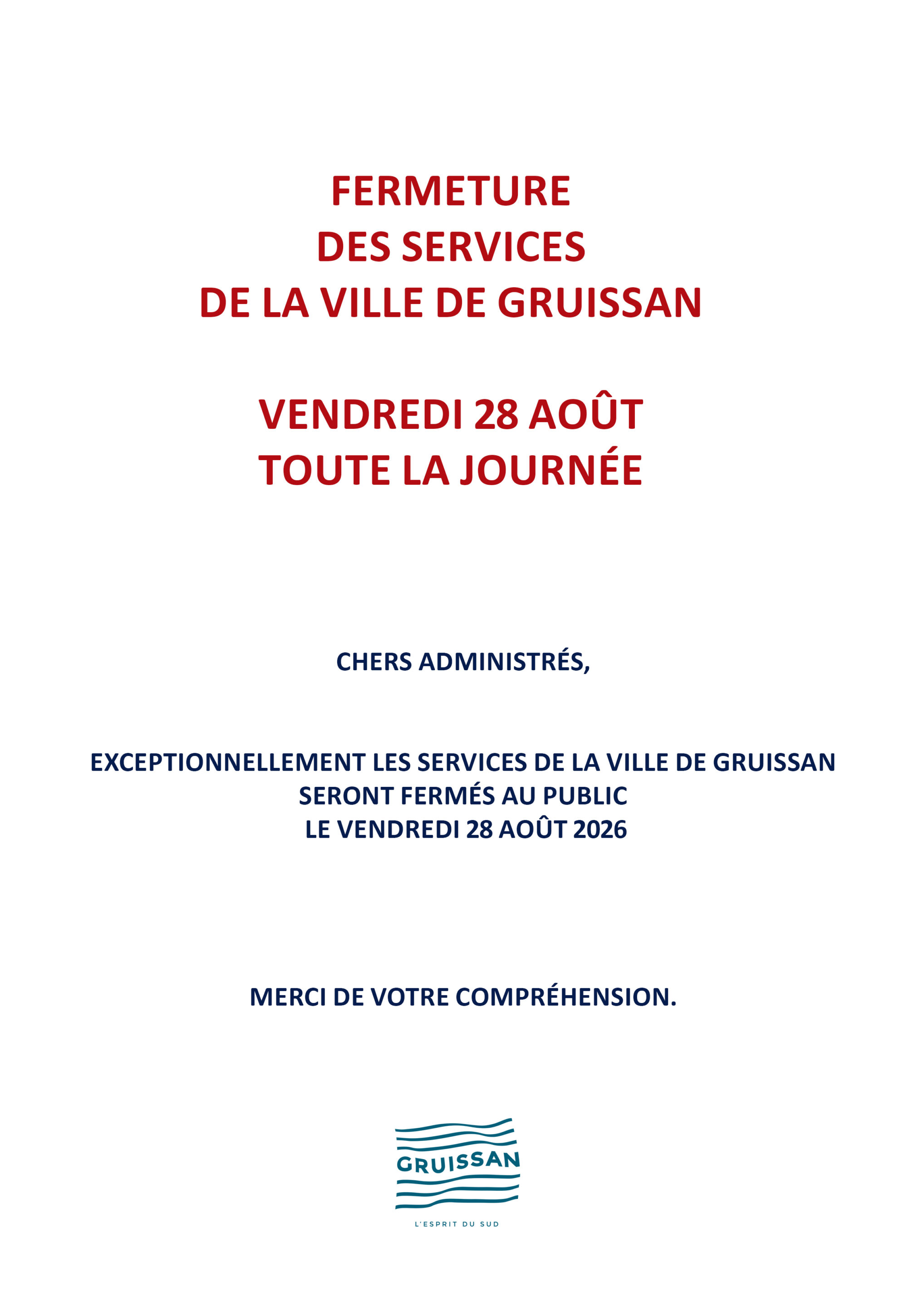 Fermeture des services de la ville de Gruissan