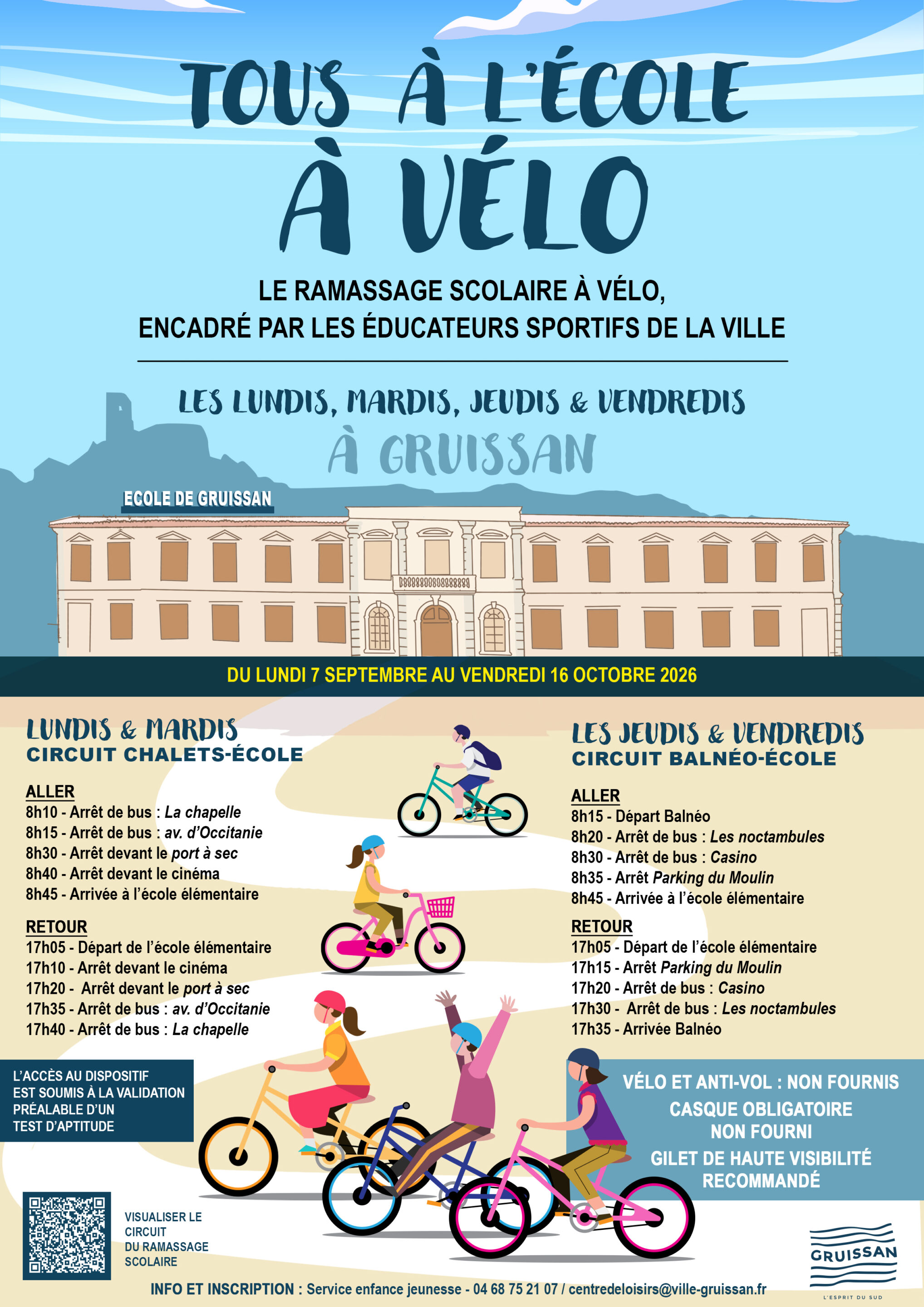 Tous à l&rsquo;école à vélo : le ramassage scolaire à vélo encadré par les éducateurs sportifs de la ville